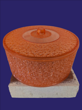 Vintage Storage Container For Curlers Plastic Orange Retro Mid-Century Modern